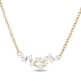 Diamond Scatter Necklace 1/5 ct tw 10K Yellow Gold 18"