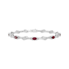 Thumbnail Image 1 of Oval-Cut Lab-Created Ruby & White Lab-Created Sapphire Bracelet Sterling Silver 7.25"