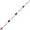 Thumbnail Image 2 of Oval-Cut Lab-Created Ruby & White Lab-Created Sapphire Bracelet Sterling Silver 7.25"
