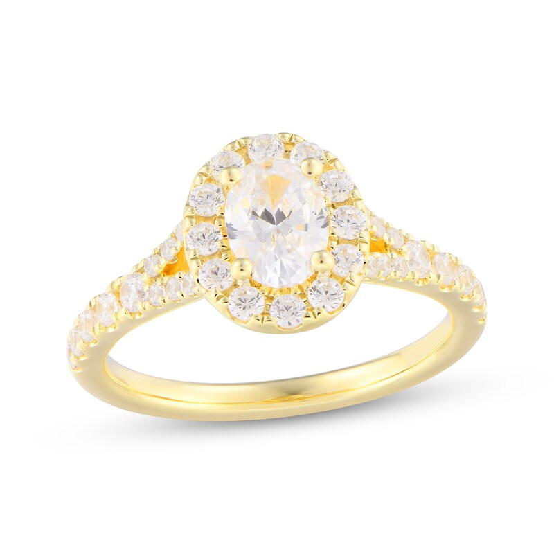 Main Image 1 of Adore Heirloom Oval-Cut Diamond Halo Engagement Ring 1-1/3 ct tw 18K Yellow Gold