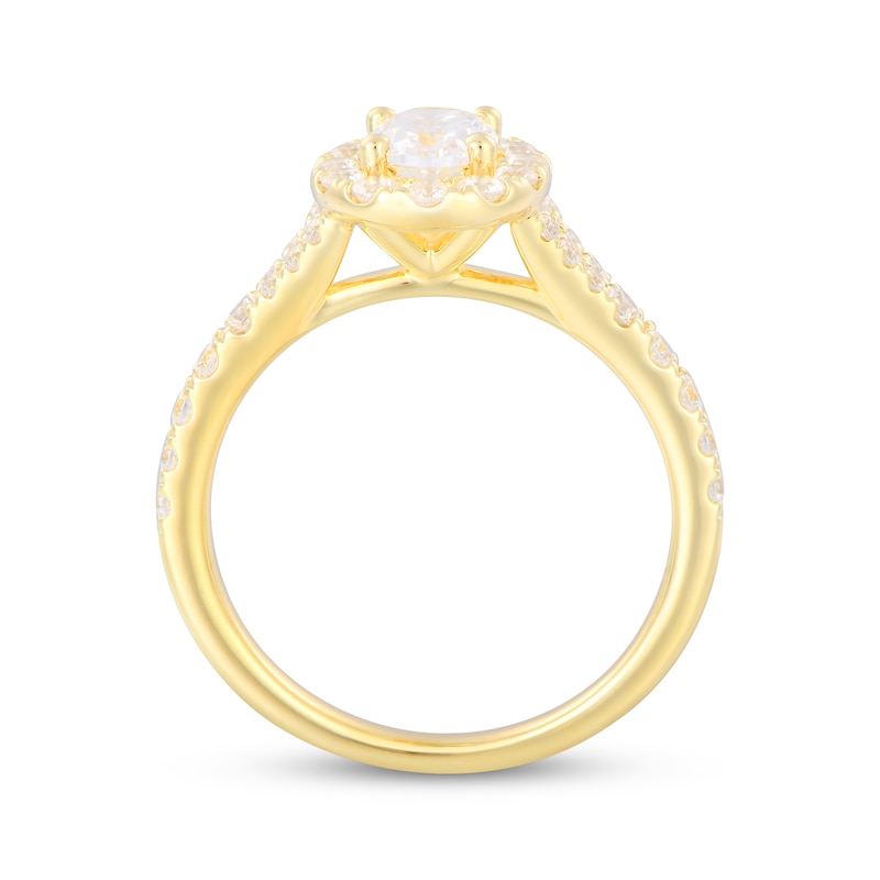 Main Image 3 of Adore Heirloom Oval-Cut Diamond Halo Engagement Ring 1-1/3 ct tw 18K Yellow Gold