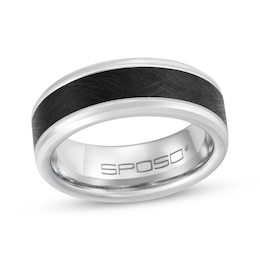Beveled Edge Wedding Band Tungsten Carbide & Black Ion Plating 8mm