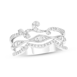 Diamond Swirl Faux Stack Ring Fashion 1/4 ct tw 10K White Gold