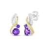 Thumbnail Image 1 of Amethyst & White Lab-Created Sapphire Earrings Sterling Silver & 10K Yellow Gold