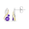 Thumbnail Image 3 of Amethyst & White Lab-Created Sapphire Earrings Sterling Silver & 10K Yellow Gold