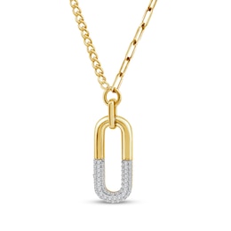 Lab-Grown Diamond Paperclip Link Half & Half Necklace 1/3 ct tw 24K Yellow Gold Vermeil Sterling Silver 18"