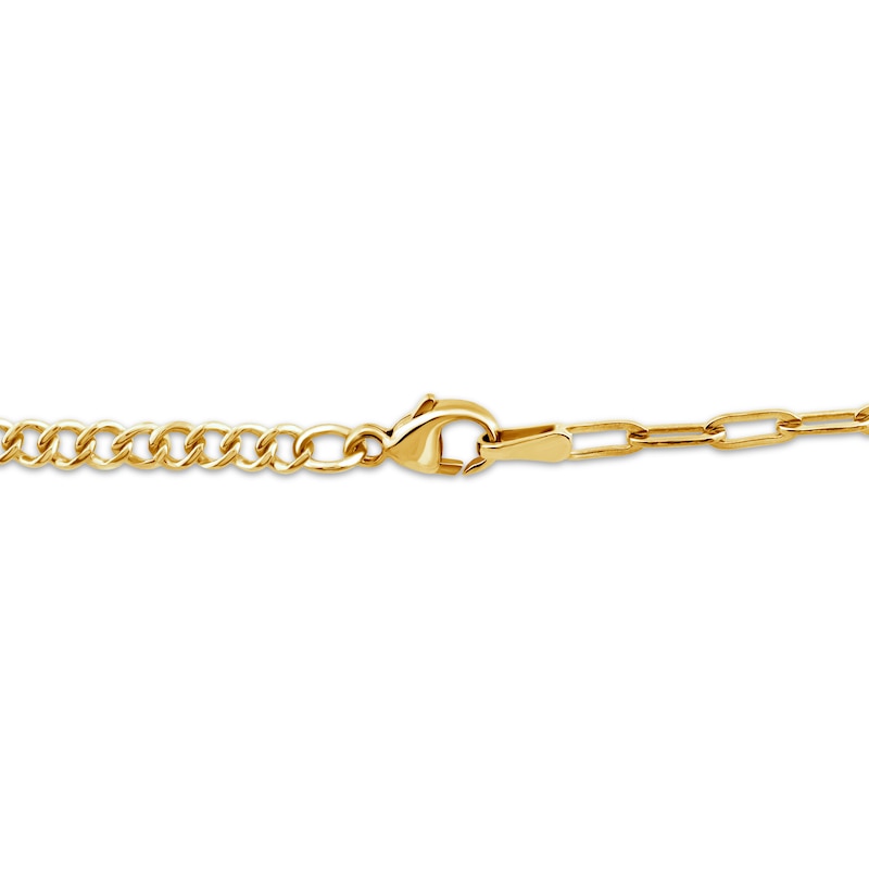 Main Image 2 of Lab-Grown Diamond Paperclip Link Half & Half Necklace 1/3 ct tw 24K Yellow Gold Vermeil Sterling Silver 18"