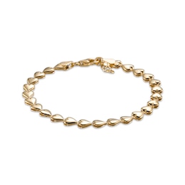 Sideways Heart Bracelet 24K Yellow Gold Vermeil Sterling Silver 7.5"