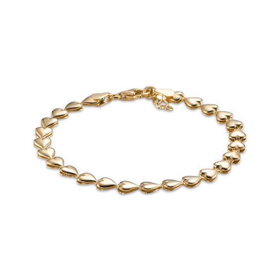 Sideways Heart Bracelet 24K Yellow Gold Vermeil Sterling Silver 7.5"