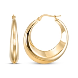 Crescent Hoop Earrings 24K Yellow Gold Vermeil Sterling Silver 34mm
