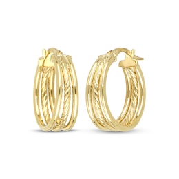 Reaura Three-Row Split Hoop Earrings Repurposed 14K Yellow Gold 20mm