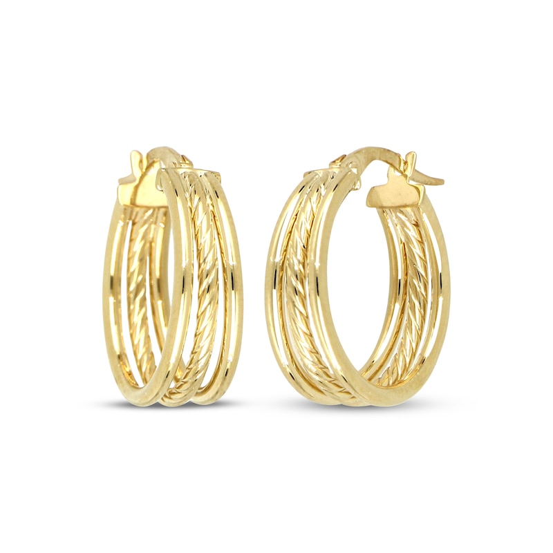 Main Image 1 of Reaura Three-Row Split Hoop Earrings Repurposed 14K Yellow Gold 20mm