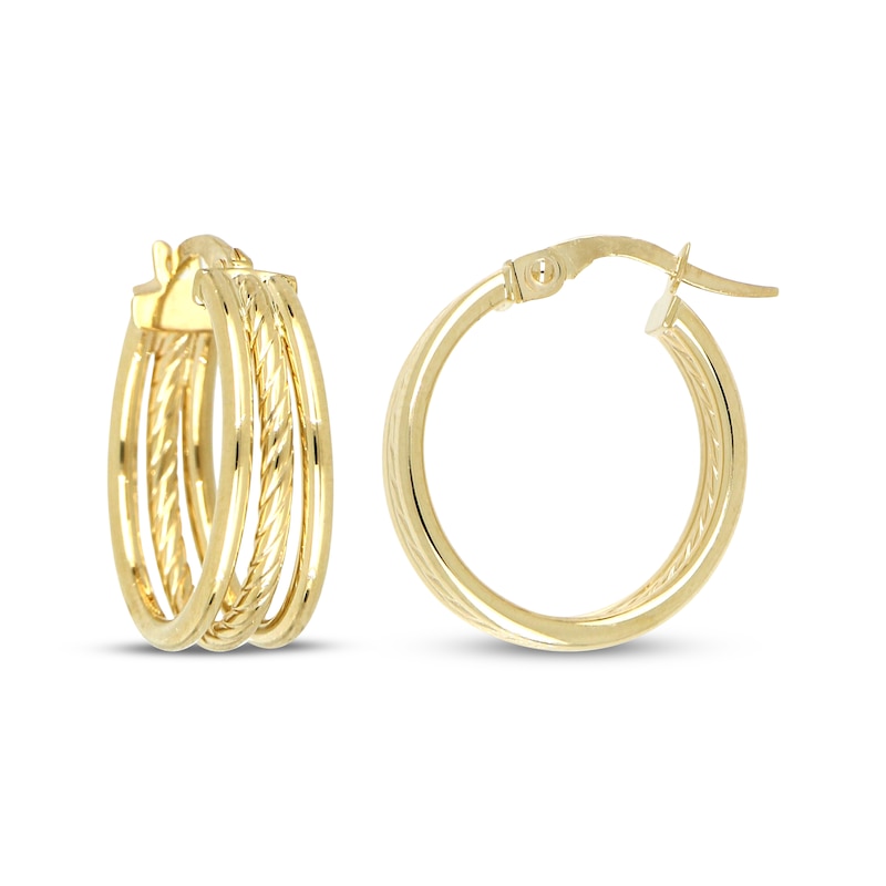 Main Image 3 of Reaura Three-Row Split Hoop Earrings Repurposed 14K Yellow Gold 20mm