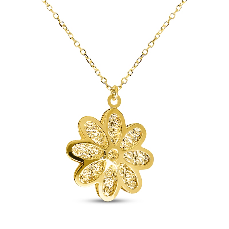 Main Image 2 of Reaura Flower Necklace 14K Yellow Gold 18"