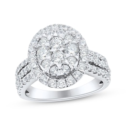 Adore Multi-Diamond Oval Halo Engagement Ring 2 ct tw 10K White Gold