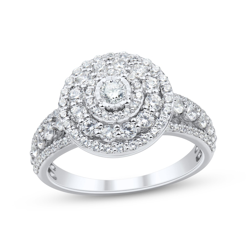 Main Image 1 of Adore Round-Cut Diamond Triple Halo Engagement Ring 1 ct tw 10K White Gold