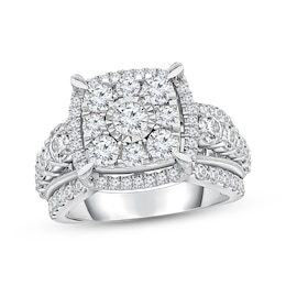 Adore Multi-Diamond Cushion Halo Engagement Ring 3 ct tw 10K White Gold