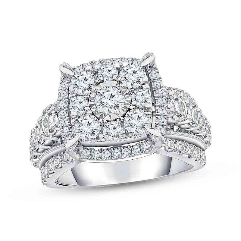 Main Image 1 of Adore Multi-Diamond Cushion Halo Engagement Ring 3 ct tw 10K White Gold
