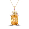 Thumbnail Image 1 of Le Vian Cushion-Cut Citrine & Pink Sapphire Necklace 1/8 ct tw Diamonds 14K Honey Gold 20"