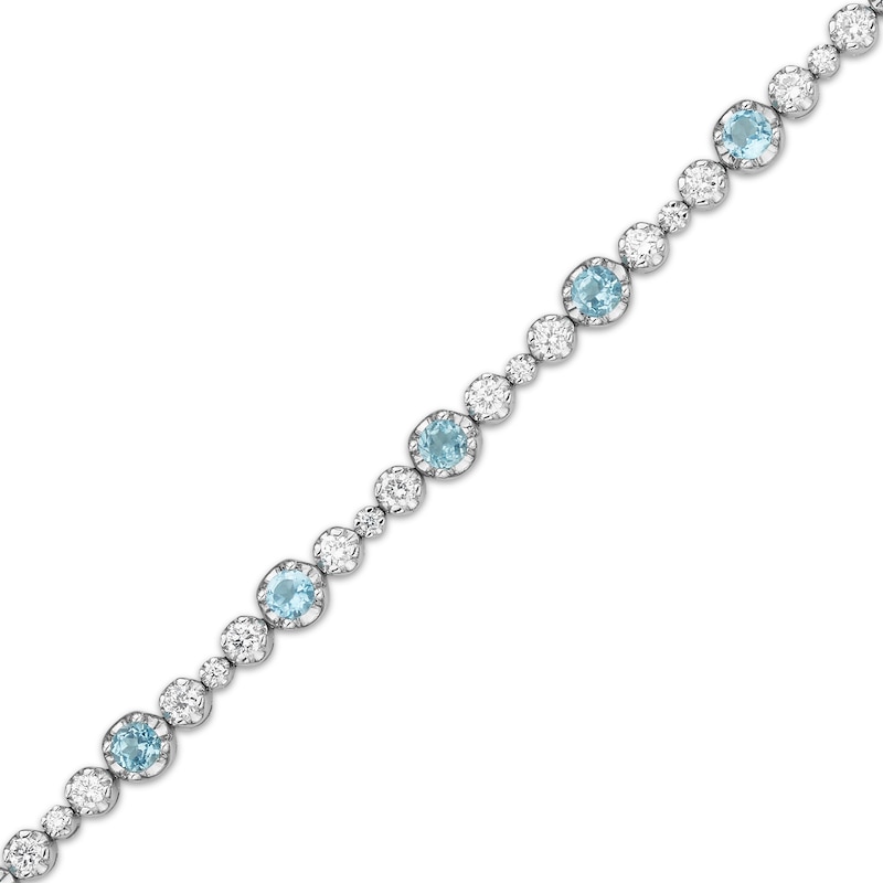 Main Image 2 of KAY Lab-Grown Diamonds & Swiss Blue Topaz Station Bracelet 1-1/2 ct tw Sterling Silver 7.25"