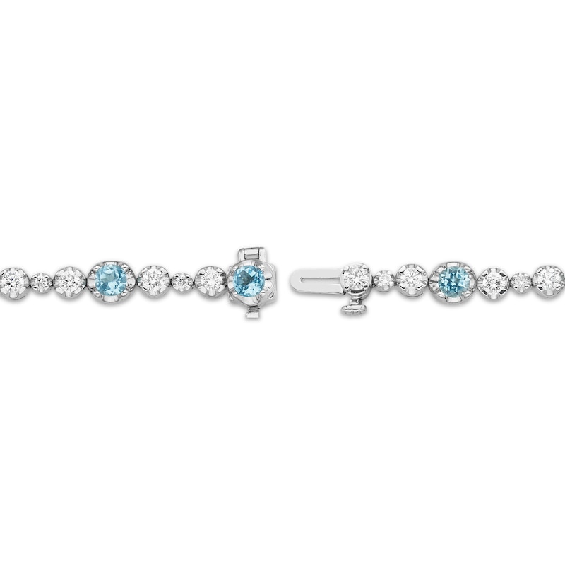 Main Image 3 of KAY Lab-Grown Diamonds & Swiss Blue Topaz Station Bracelet 1-1/2 ct tw Sterling Silver 7.25"