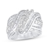 Thumbnail Image 1 of Baguette & Round-Cut Diamond Multi-Row Swirl Fashion Ring 2 ct tw 14K White Gold