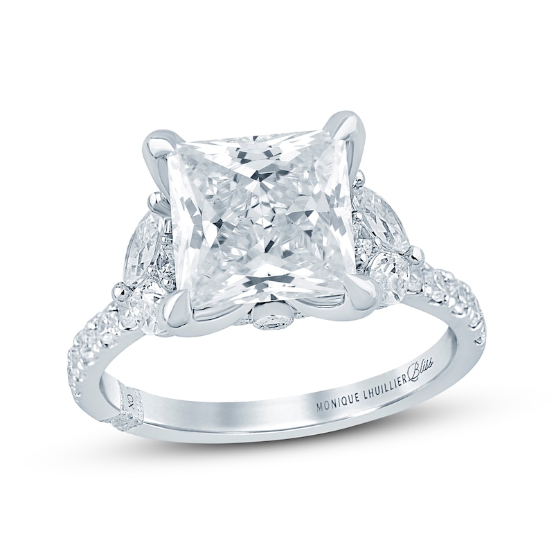 Main Image 1 of Monique Lhuillier Bliss Princess-Cut Lab-Grown Diamond Halo Engagement Ring 4-5/8 ct tw 18K White Gold