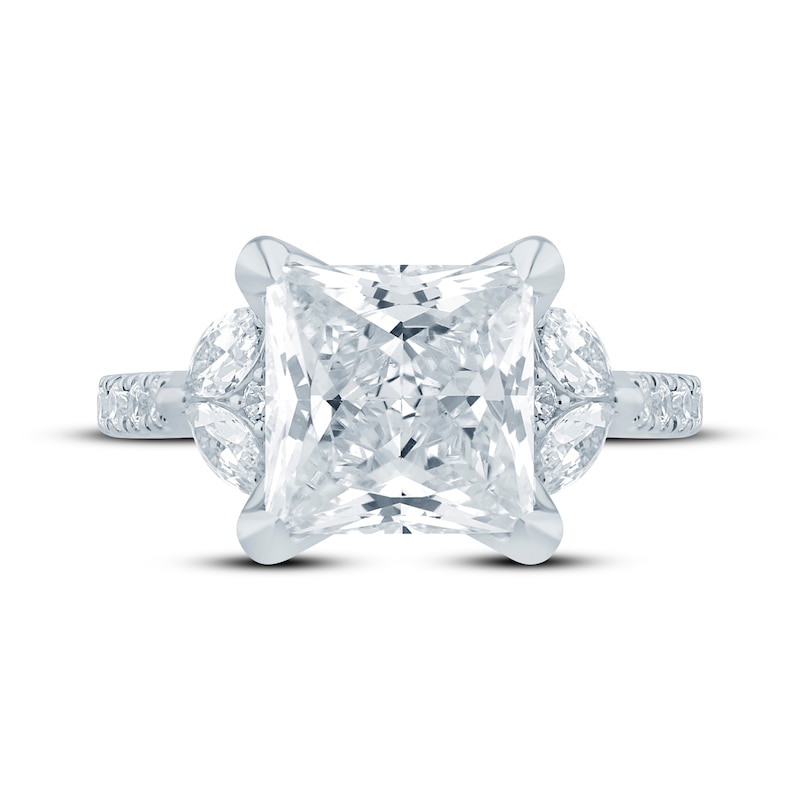 Main Image 4 of Monique Lhuillier Bliss Princess-Cut Lab-Grown Diamond Halo Engagement Ring 4-5/8 ct tw 18K White Gold