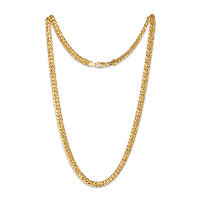 Main Image 2 of 6.25mm Diamond-Cut Miami Cuban Curb Chain Necklace 24K Yellow Gold Vermeil Sterling Silver 22"