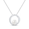 Thumbnail Image 1 of Cultured Pearl & White Lab-Created Sapphire Loop Necklace Sterling Silver 18"