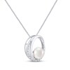 Thumbnail Image 2 of Cultured Pearl & White Lab-Created Sapphire Loop Necklace Sterling Silver 18"