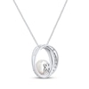 Thumbnail Image 3 of Cultured Pearl & White Lab-Created Sapphire Loop Necklace Sterling Silver 18"