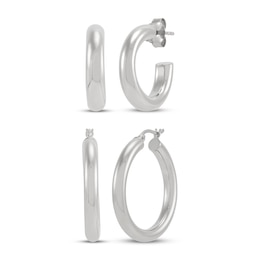 Hoop Earrings Set Sterling Silver