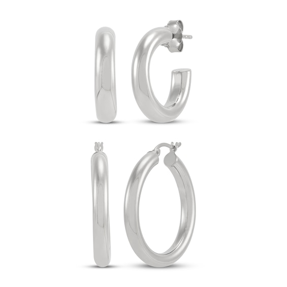 Hoop Earrings Set Sterling Silver