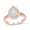 Thumbnail Image 1 of Adore Pear-Shaped Diamond Double Halo Engagement Ring 1 ct tw 14K Rose Gold