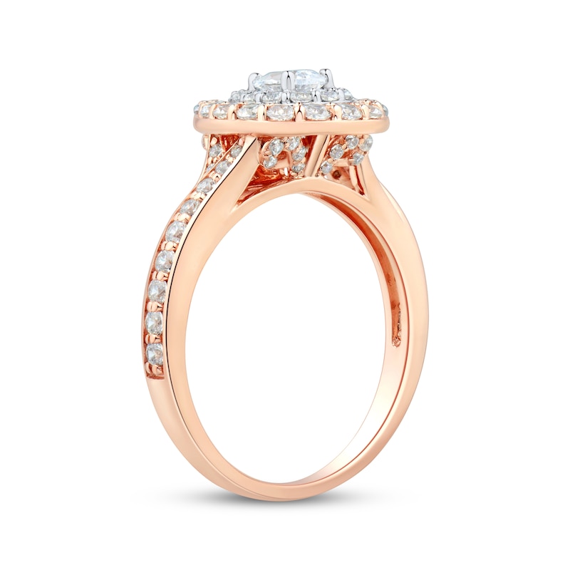 Main Image 2 of Adore Pear-Shaped Diamond Double Halo Engagement Ring 1 ct tw 14K Rose Gold