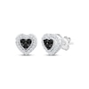 Thumbnail Image 1 of Black & White Multi-Diamond Heart-Shaped Stud Earrings 1/4 ct tw Sterling Silver