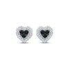 Thumbnail Image 2 of Black & White Multi-Diamond Heart-Shaped Stud Earrings 1/4 ct tw Sterling Silver