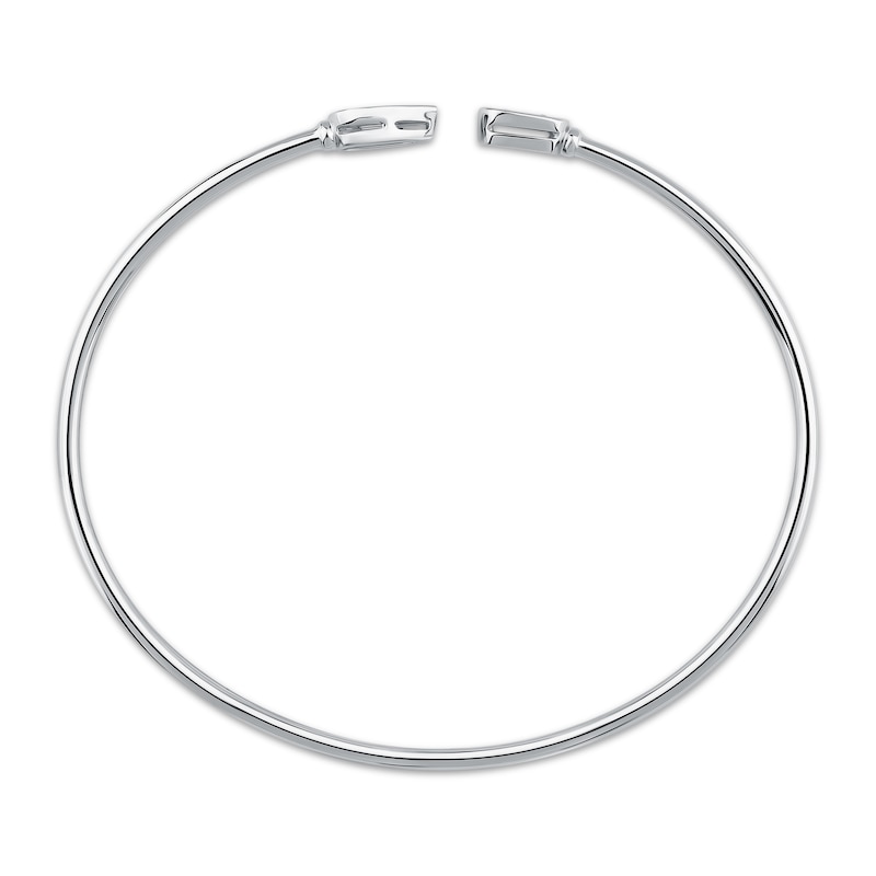 Main Image 3 of Baguette & Round-Cut Diamond Flex Cuff Bangle Bracelet 1/4 ct tw 10K White Gold