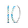 Thumbnail Image 1 of Green, Blue & White Lab-Created Opal Hoop Earrings