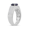 Thumbnail Image 2 of Men's Emerald-Cut Blue Lab-Created Sapphire & Diamond Ring 1/2 ct tw 10K White Gold