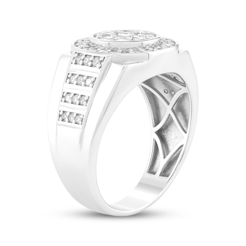 Main Image 2 of Men's Multi-Diamond Circular Fashion Ring 1 ct tw Sterling Silver