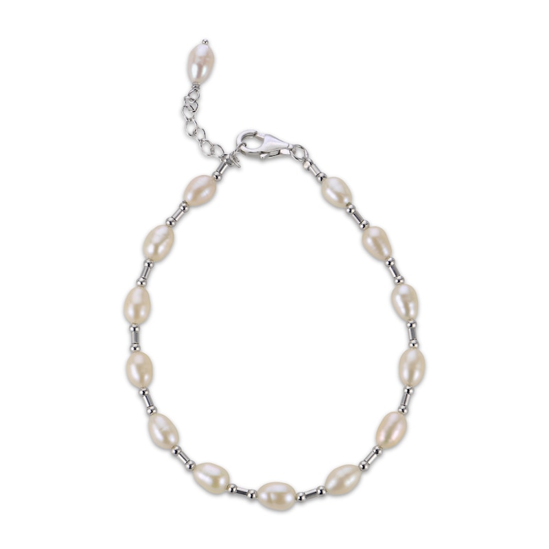 Main Image 1 of Cultured Pearl Station Bracelet Sterling Silver 8"