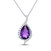 Thumbnail Image 1 of Pear-Shaped Amethyst & White Lab-Created Sapphire Drop Necklace Sterling Silver 18"