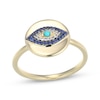 Thumbnail Image 1 of Turquoise, Blue & White Lab-Created Sapphire Evil Eye Ring 24K Yellow Gold Vermeil Sterling Silver