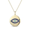Thumbnail Image 1 of Turquoise, Blue & White Lab-Created Sapphire Evil Eye Medallion Necklace 24K Yellow Gold Vermeil Sterling Silver 18"