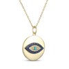 Thumbnail Image 2 of Turquoise, Blue & White Lab-Created Sapphire Evil Eye Medallion Necklace 24K Yellow Gold Vermeil Sterling Silver 18"