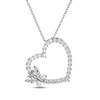 Thumbnail Image 1 of Marquise & Round-Cut White Lab-Created Sapphire Butterfly Heart Necklace Sterling Silver 18"