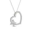 Thumbnail Image 2 of Marquise & Round-Cut White Lab-Created Sapphire Butterfly Heart Necklace Sterling Silver 18"