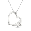 Thumbnail Image 3 of Marquise & Round-Cut White Lab-Created Sapphire Butterfly Heart Necklace Sterling Silver 18"